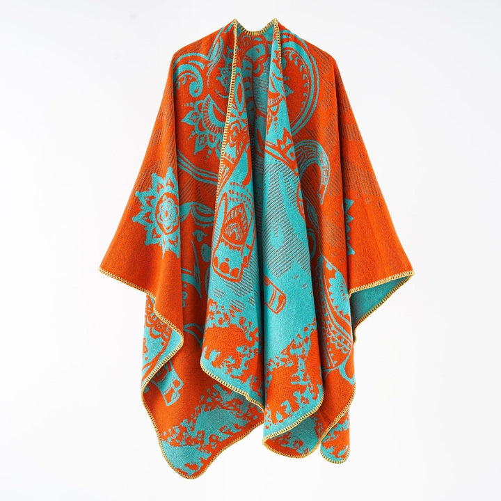 Ondine paisley knit poncho with open front – image 12