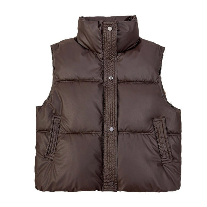 Acacia stand collar quilted gilet with drawstring hem – image 5