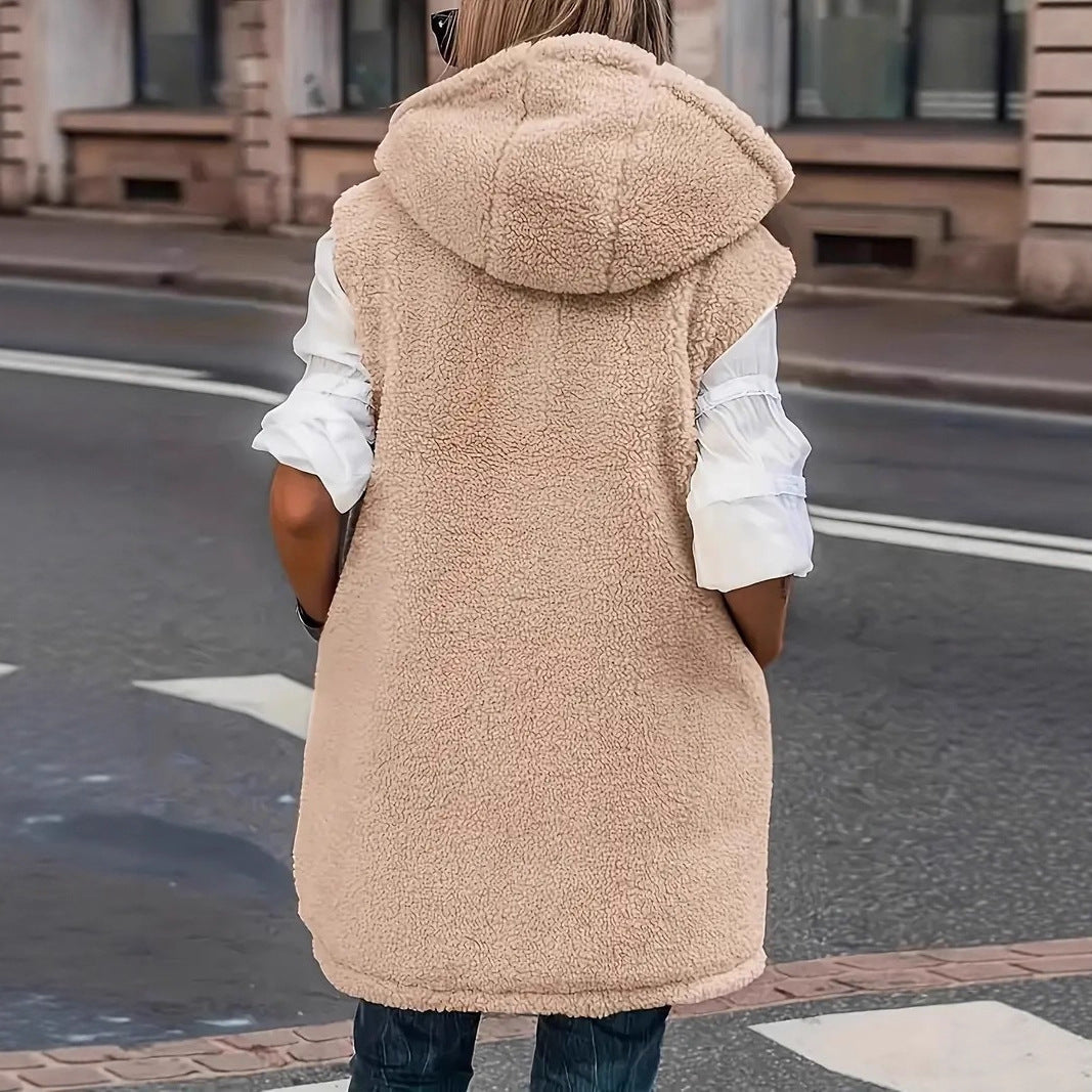 Flor teddy lined hooded quilted gilet – image 4