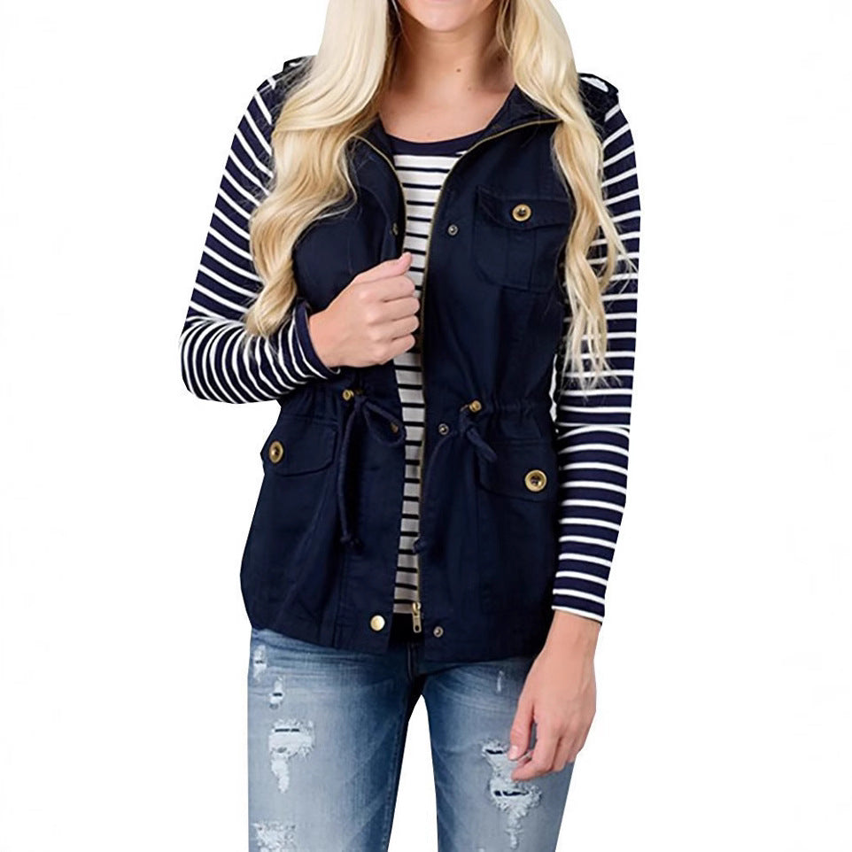 Isolde Elegant Hooded Utility Gilet with Pockets