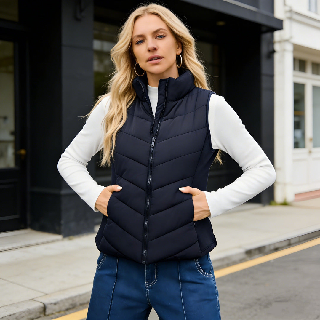 Liesl high collar quilted gilet – image 2