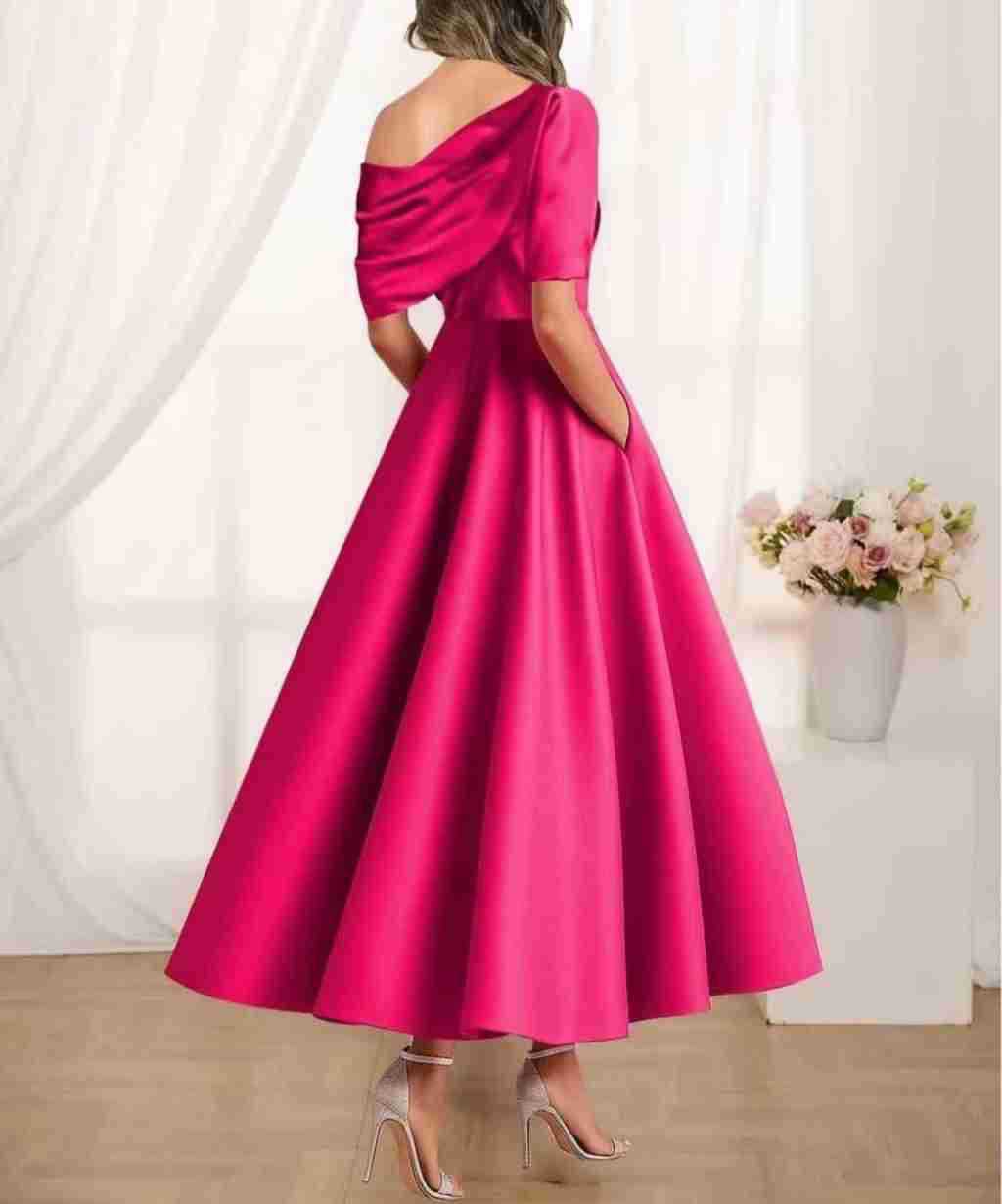 Freda Elegant Satin A Line Dress - image 8