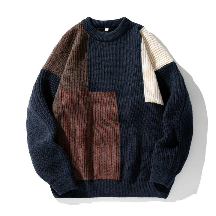 Idony colourblock knit jumper in navy