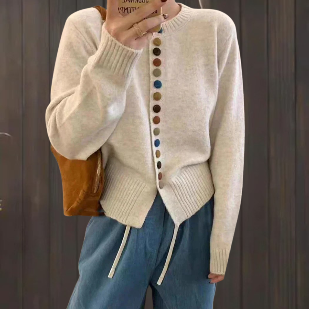 Sioned crew neck button cardigan