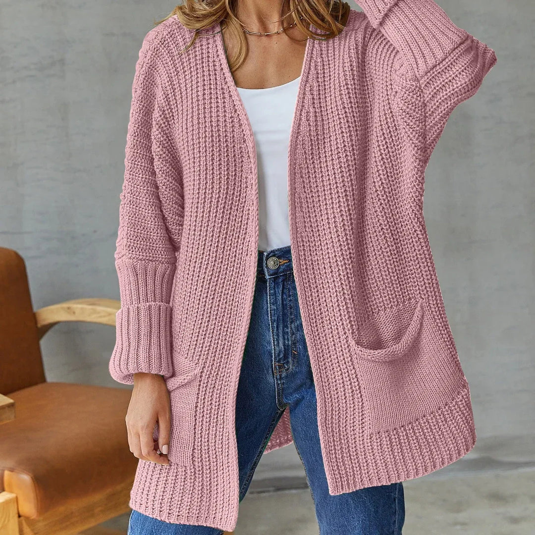 Saskia open front knit cardigan with pockets – image 4