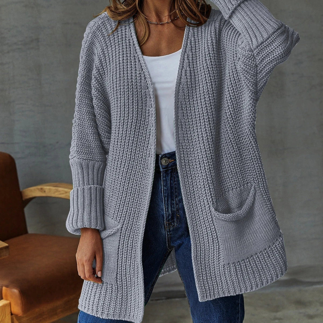 Saskia open front knit cardigan with pockets – image 5
