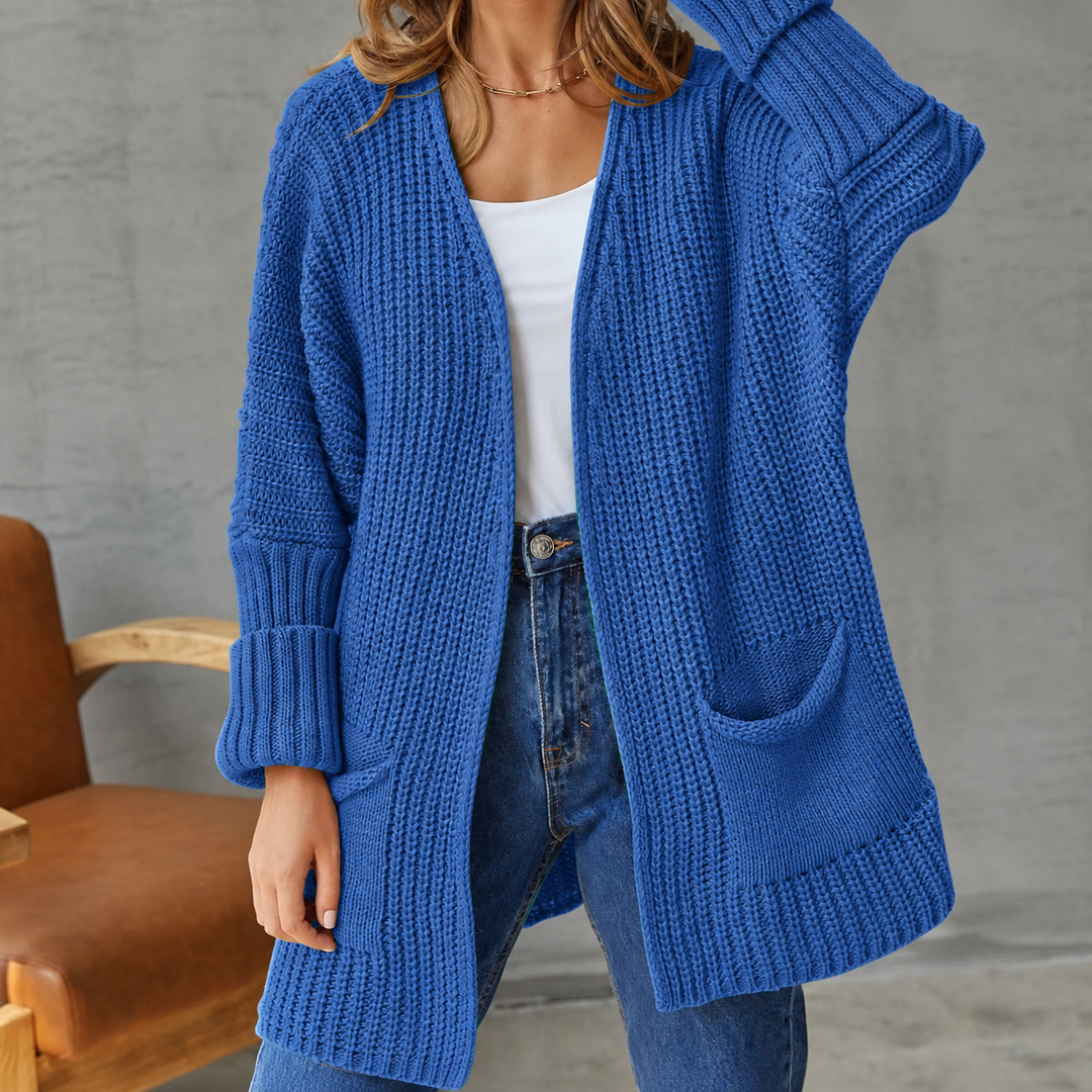 Saskia open front knit cardigan with pockets – image 8