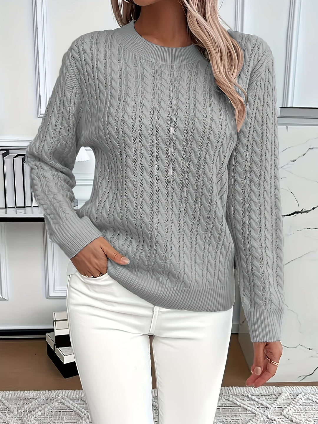 Nina oversized cable knit jumper – image 2