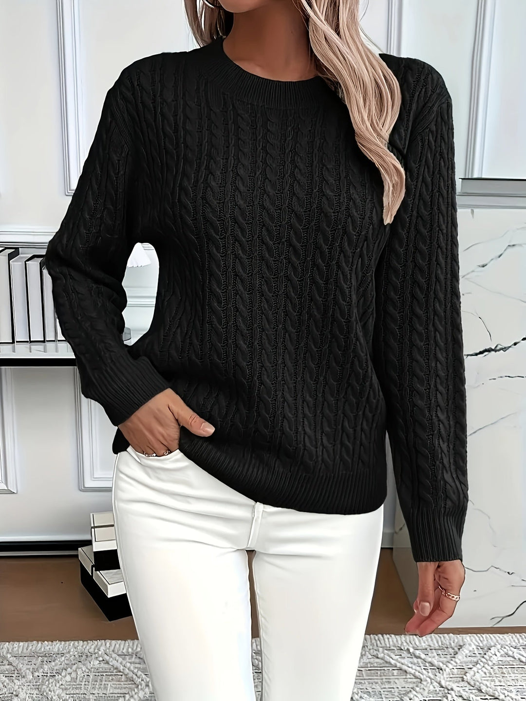 Nina oversized cable knit jumper – image 3