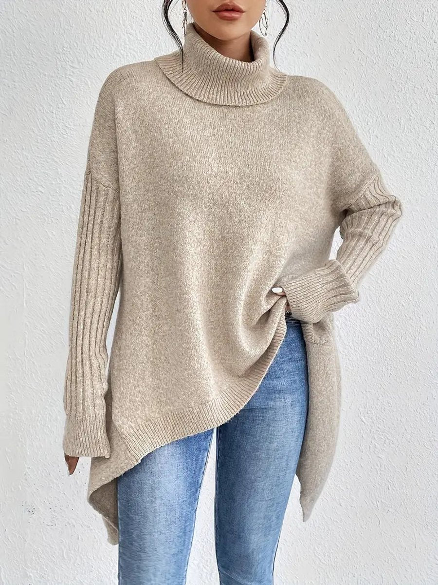 Annabel Elegant Oversized Turtleneck Jumper with Side Slits - image 2