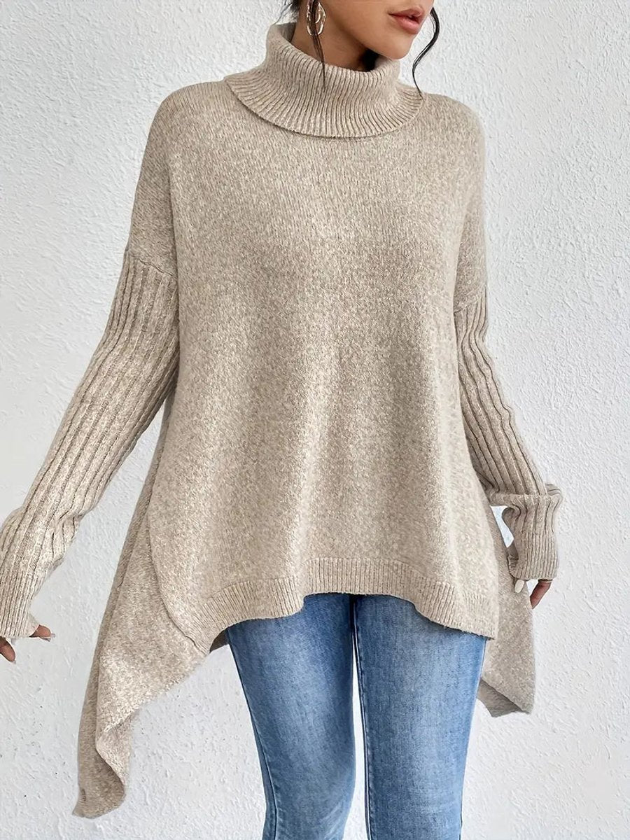 Annabel Elegant Oversized Turtleneck Jumper with Side Slits - image 3