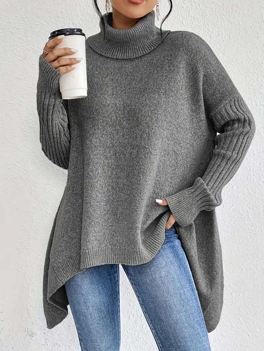 Annabel Elegant Oversized Turtleneck Jumper with Side Slits - image 6