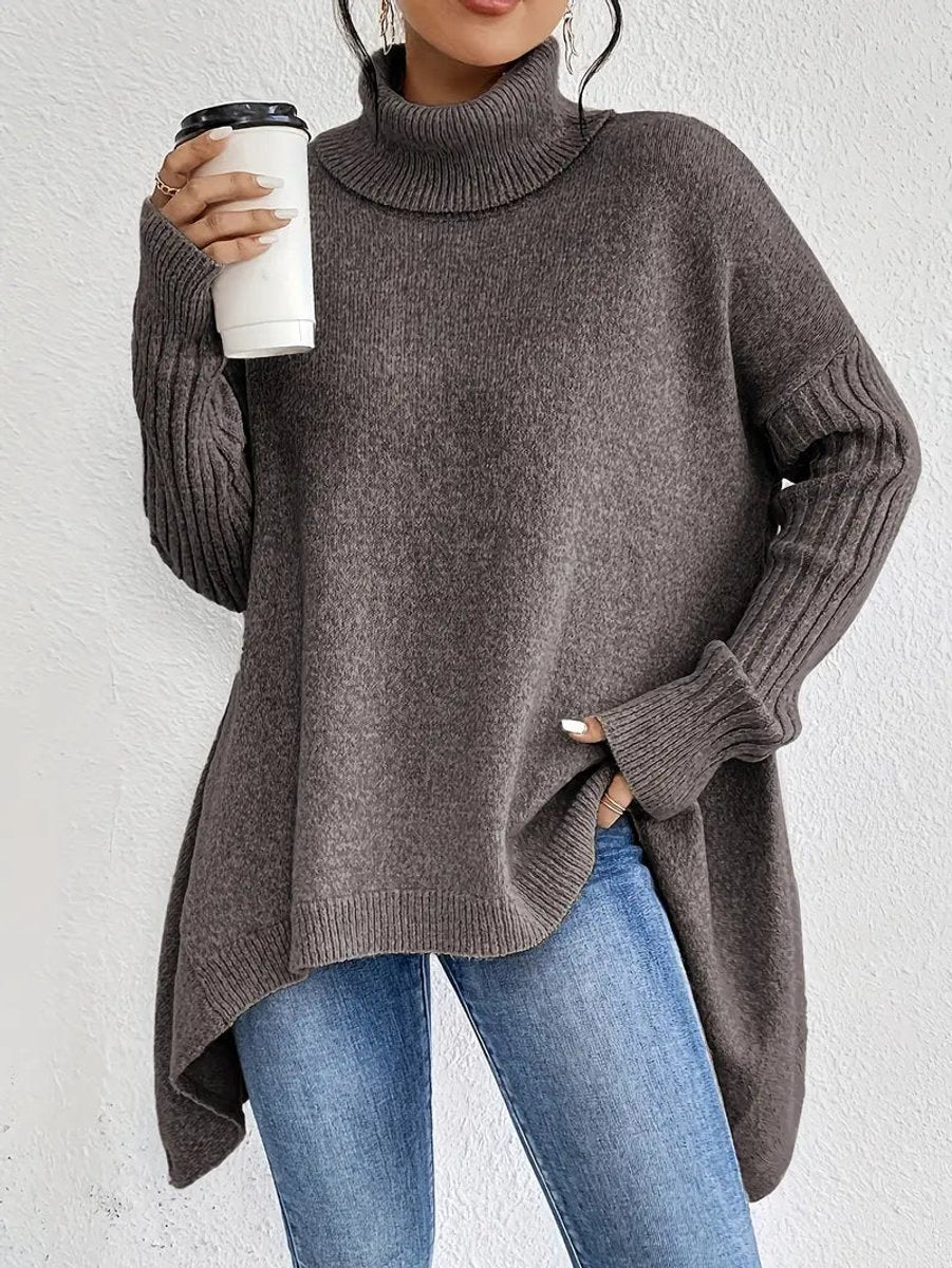 Annabel Elegant Oversized Turtleneck Jumper with Side Slits - image 7