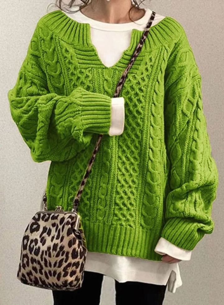 Magnhild oversized V neck cable knit jumper – image 6