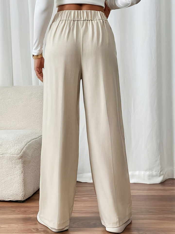 Lucinda Elegant High Waist Wide Leg Trousers with Button Detail - image 2