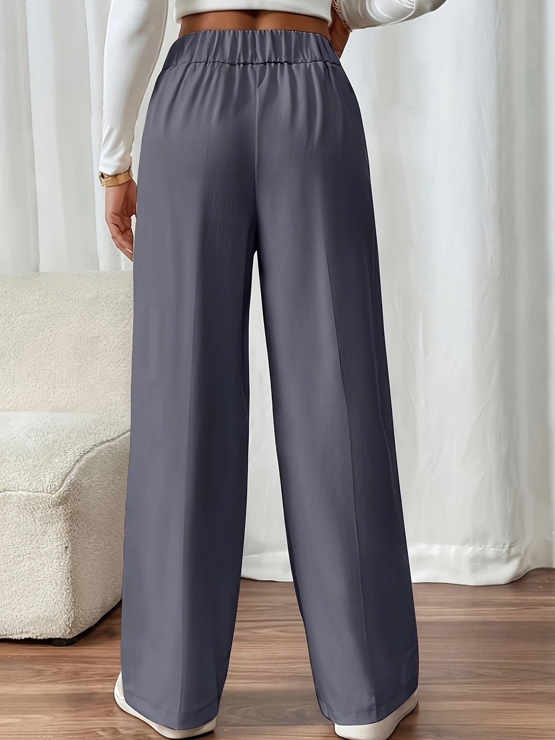 Lucinda Elegant High Waist Wide Leg Trousers with Button Detail - image 6