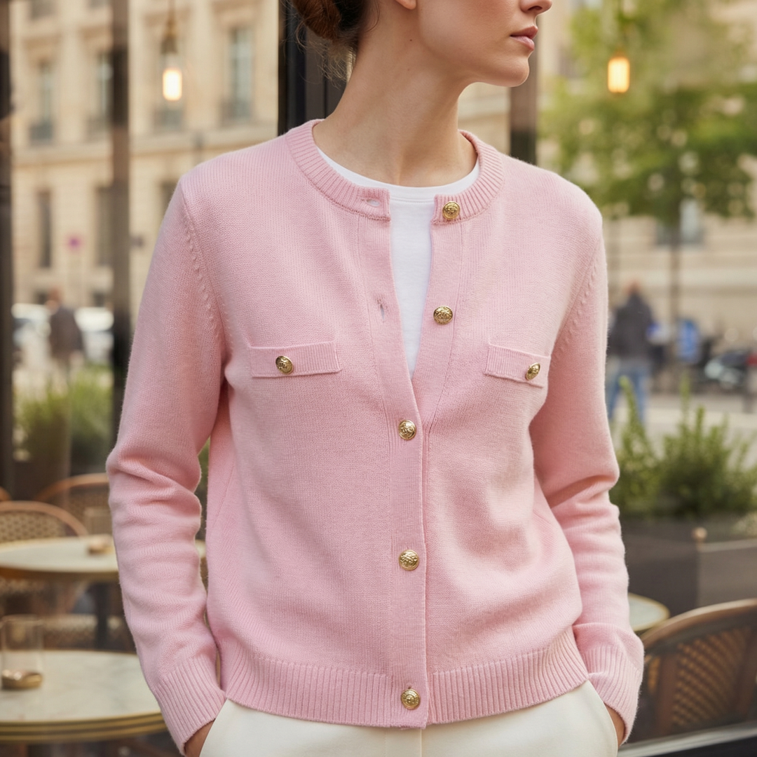 Rikke knit cardigan with gold buttons – image 2