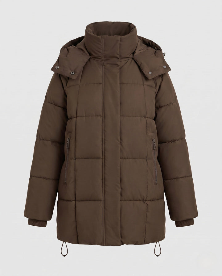Capucine oversized hooded quilted coat with drawstring hem – image 9