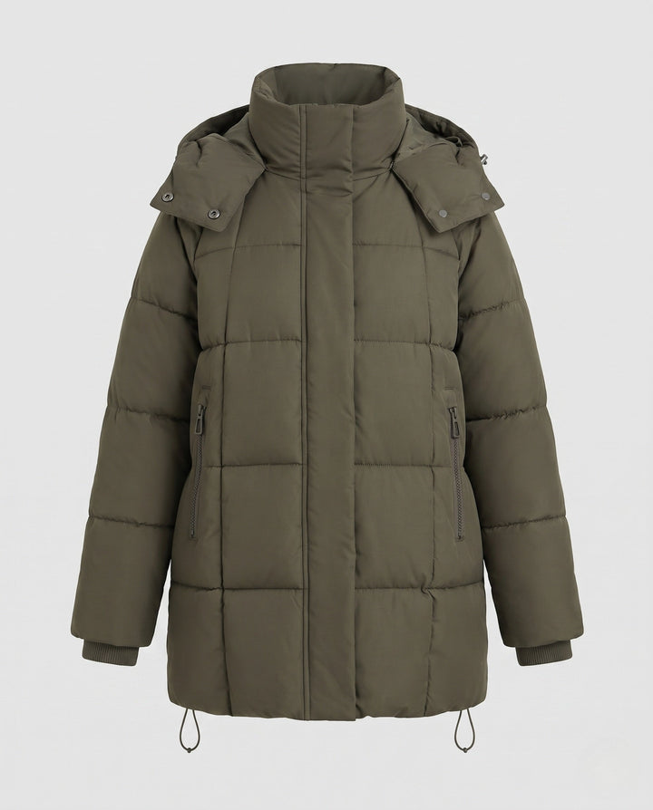 Capucine oversized hooded quilted coat with drawstring hem – image 5