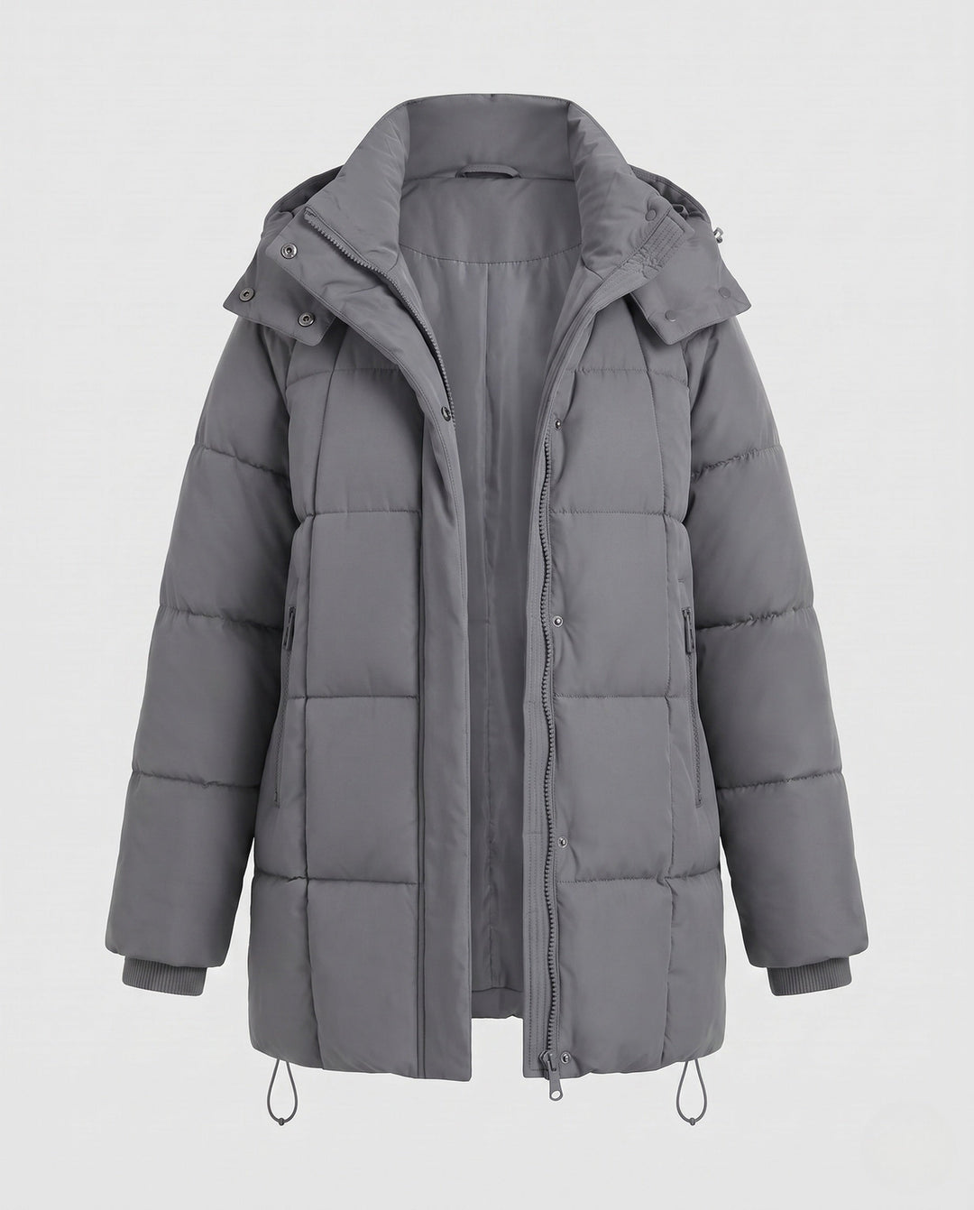Capucine oversized hooded quilted coat with drawstring hem – image 7