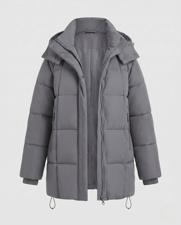 Capucine oversized hooded quilted coat with drawstring hem – image 7