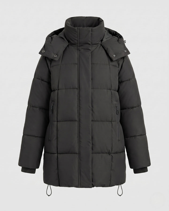Capucine oversized hooded quilted coat with drawstring hem – image 6