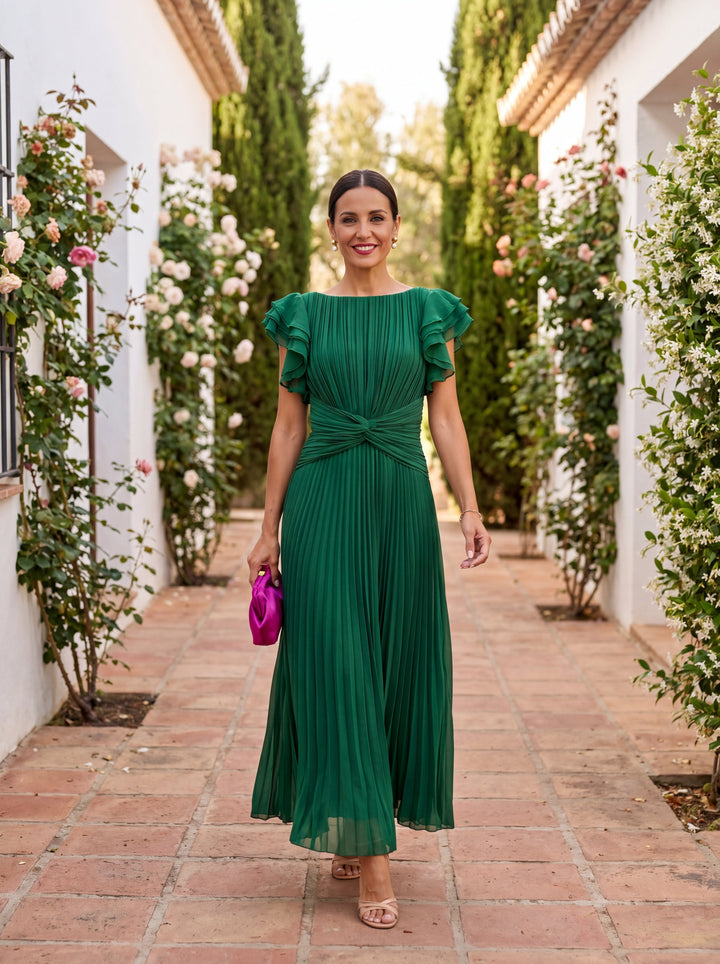 Sanni flowing pleated occasion midi dress – image 4