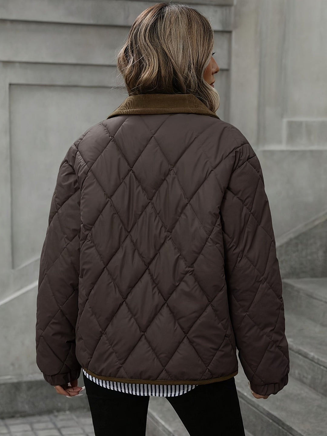 Blair quilted jacket with corduroy collar – image 3