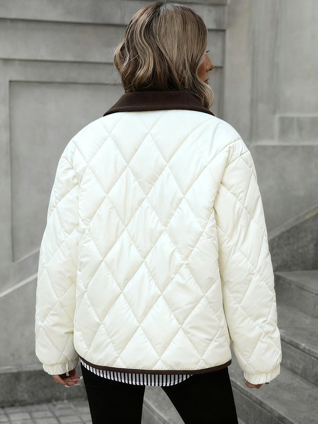 Blair quilted jacket with corduroy collar – image 6