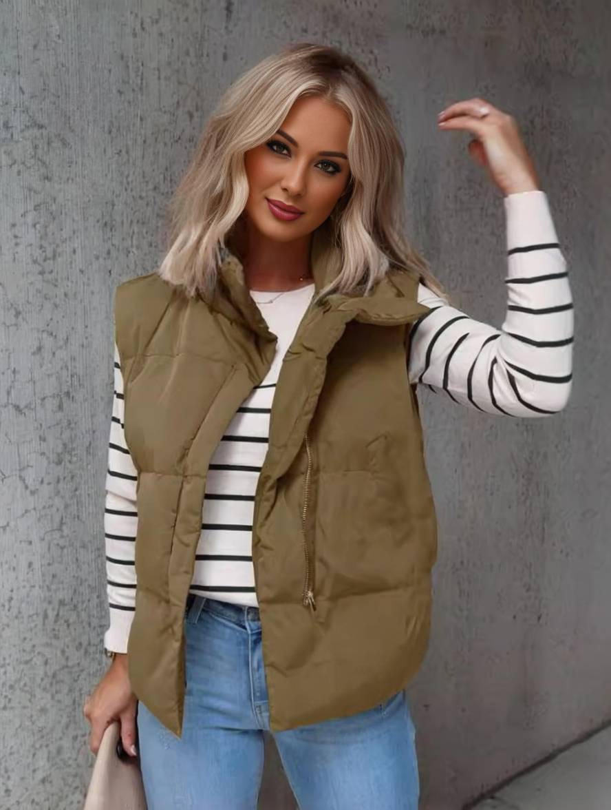 Tabitha quilted puffer gilet with stand collar