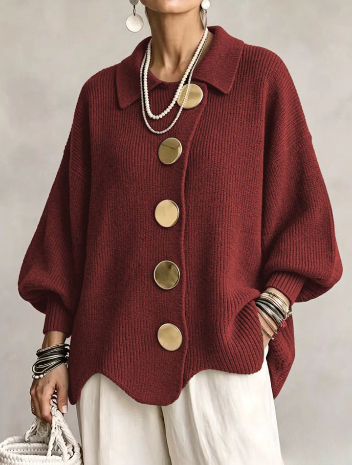 Brynhild oversized cardigan with gold buttons – image 7