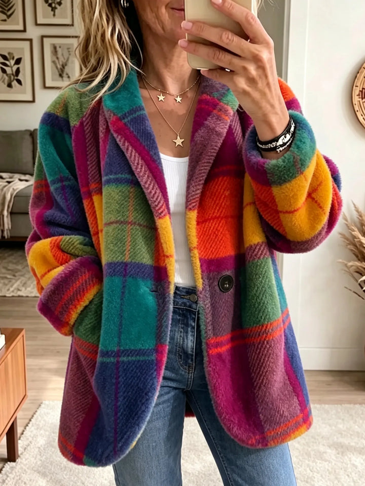 Winona Elegant Relaxed Check Fleece Jacket