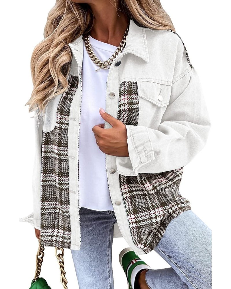 Saar relaxed denim shacket with plaid panels – image 9