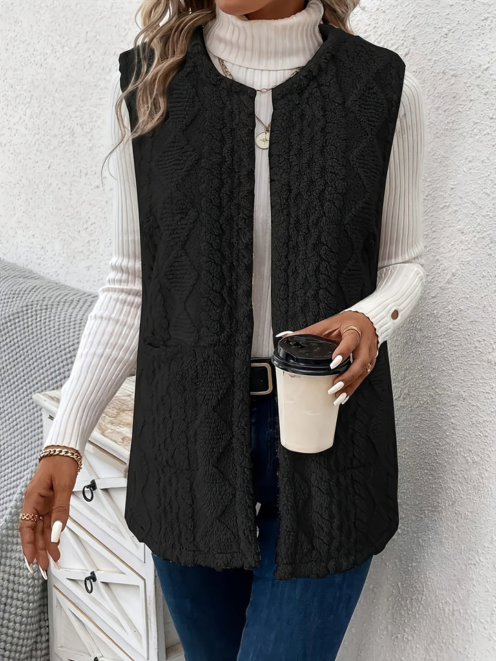 Wren fleece gilet with diamond texture – image 4