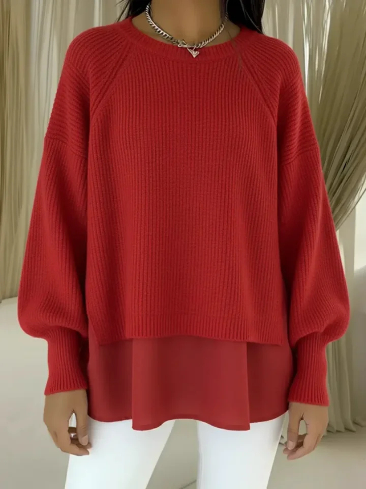 Roos knit jumper with layered woven hem – image 2