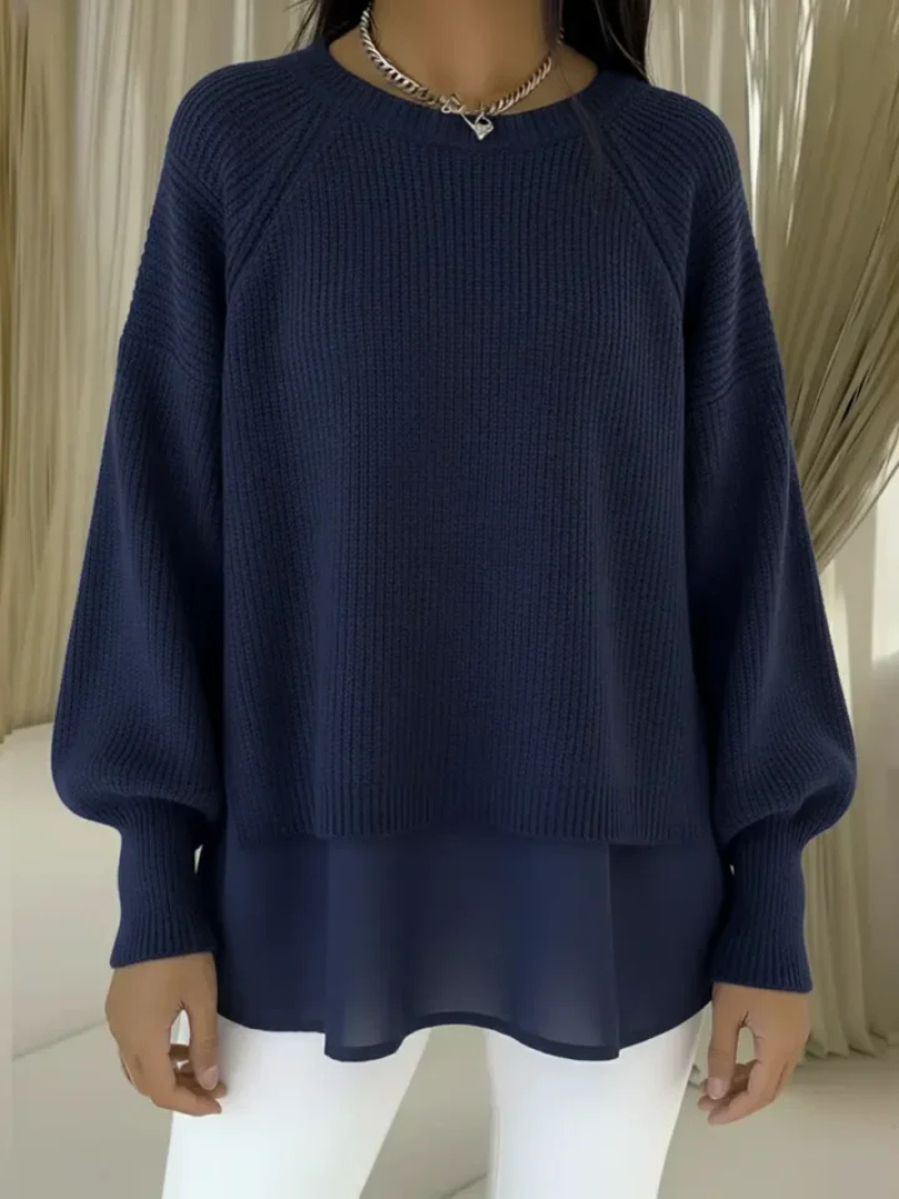 Roos knit jumper with layered woven hem – image 3