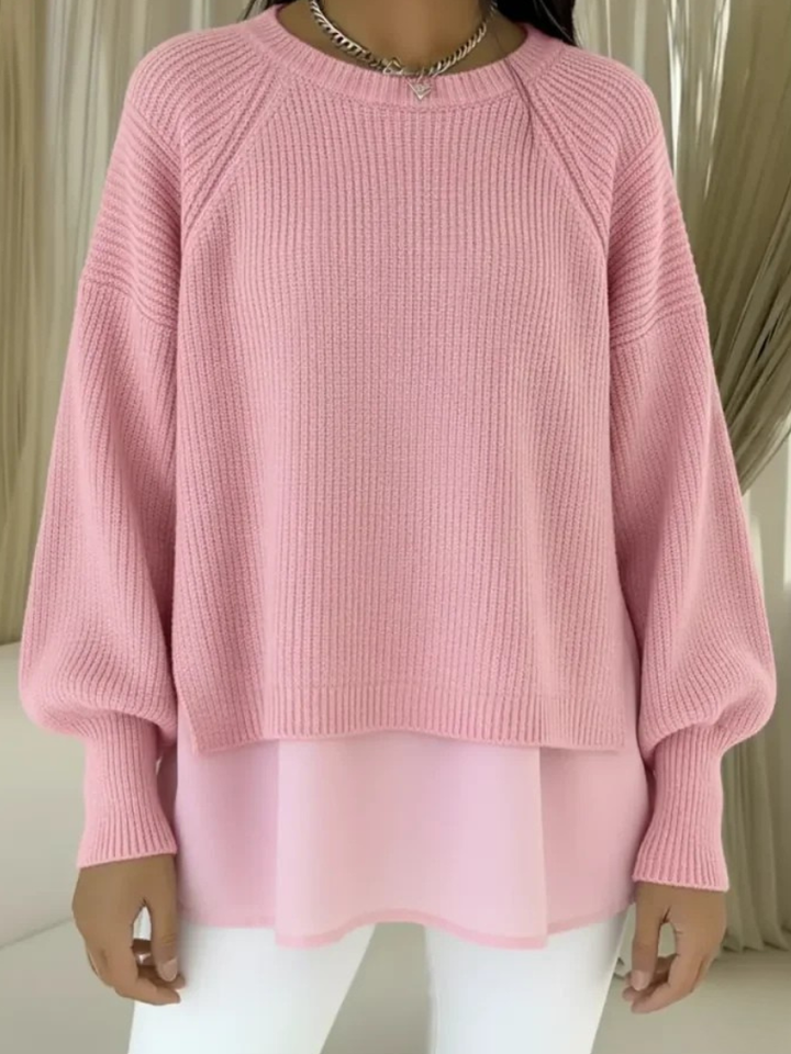 Roos knit jumper with layered woven hem – image 4