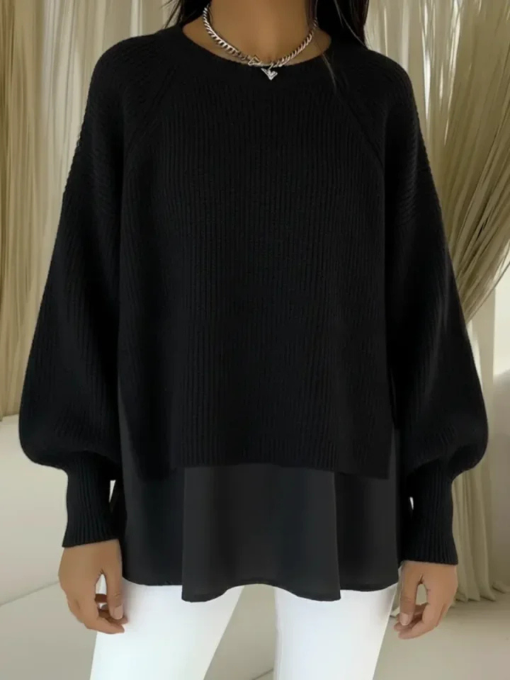 Roos knit jumper with layered woven hem – image 5