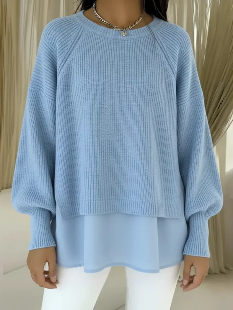 Roos knit jumper with layered woven hem