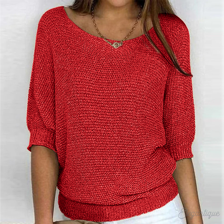 Halla relaxed knit jumper with wide sleeves – image 2