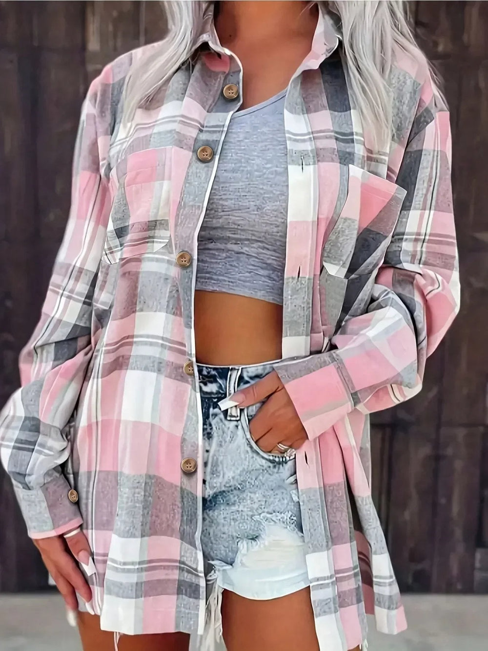 Tineke relaxed plaid flannel shacket – image 2