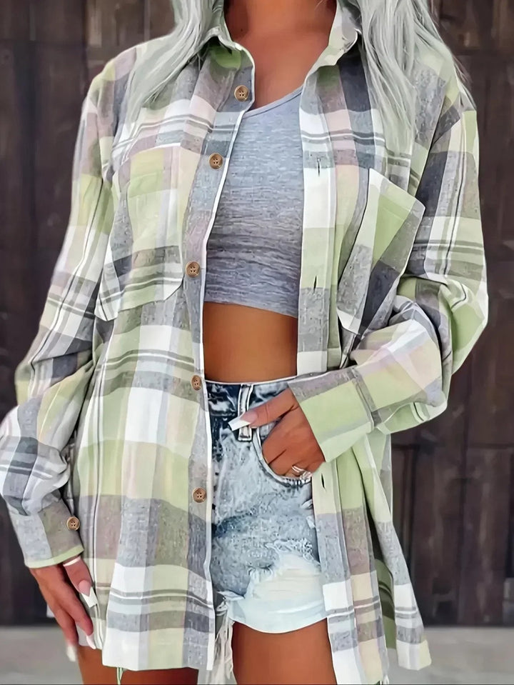 Tineke relaxed plaid flannel shacket – image 9
