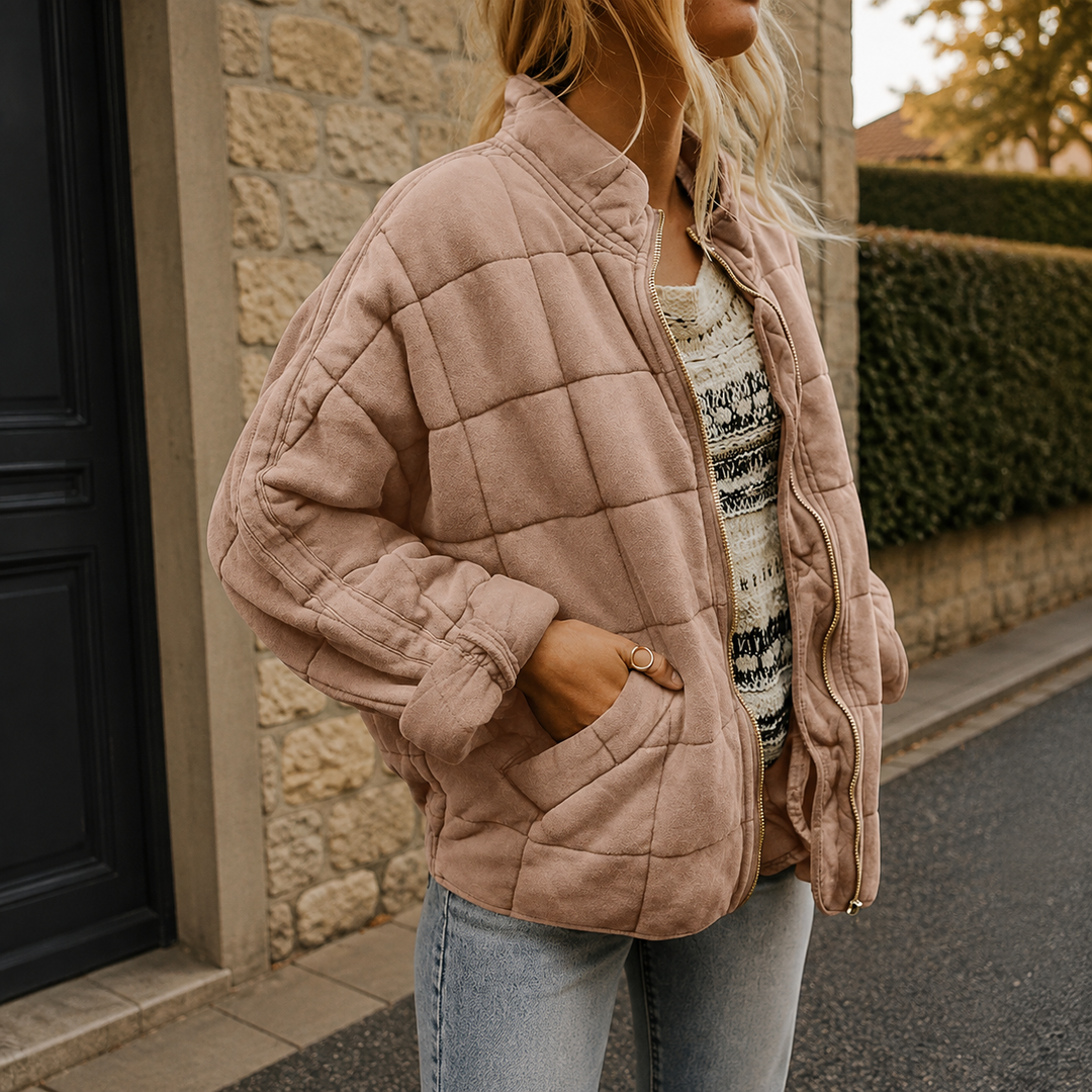 Rowan relaxed quilted jacket with stand collar – image 10