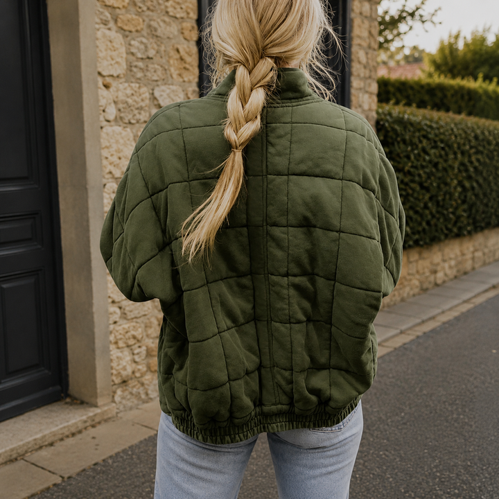 Rowan relaxed quilted jacket with stand collar – image 2