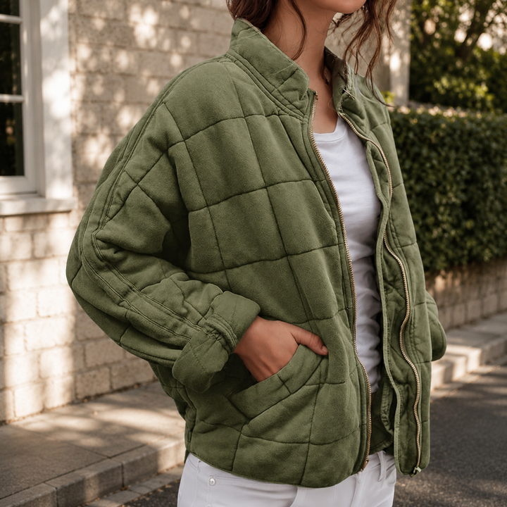 Rowan relaxed quilted jacket with stand collar – image 3