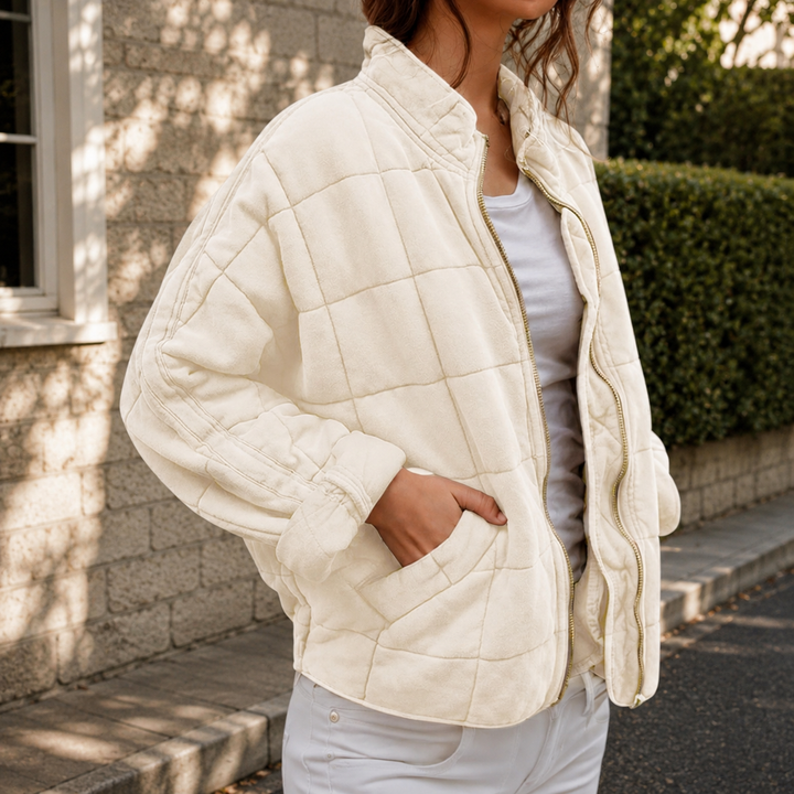 Rowan relaxed quilted jacket with stand collar – image 4