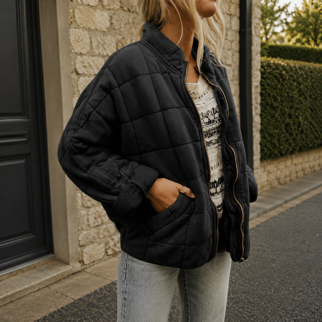 Rowan relaxed quilted jacket with stand collar – image 5