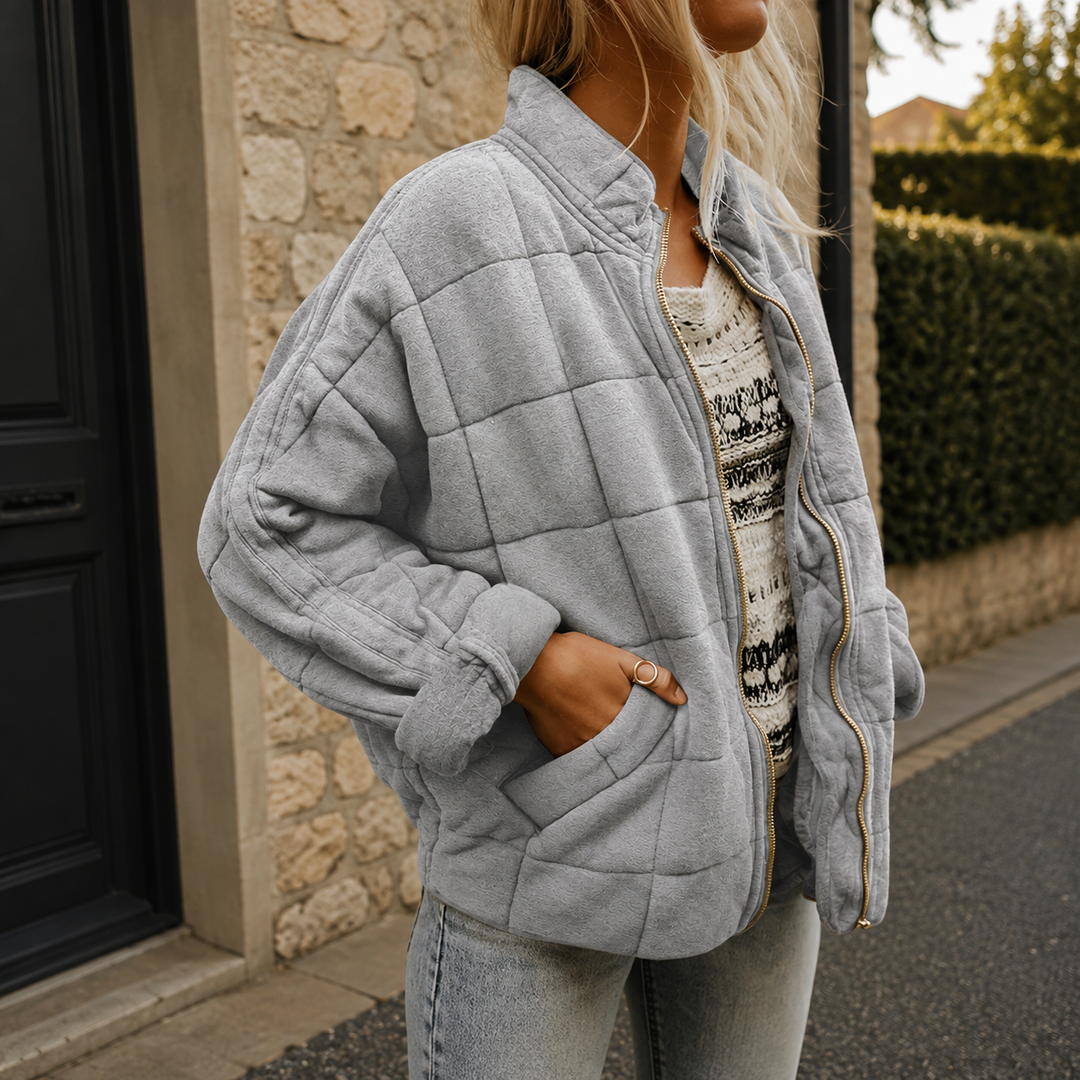 Rowan relaxed quilted jacket with stand collar – image 6