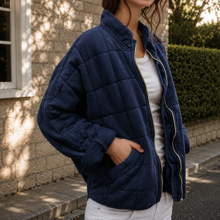 Rowan relaxed quilted jacket with stand collar – image 7