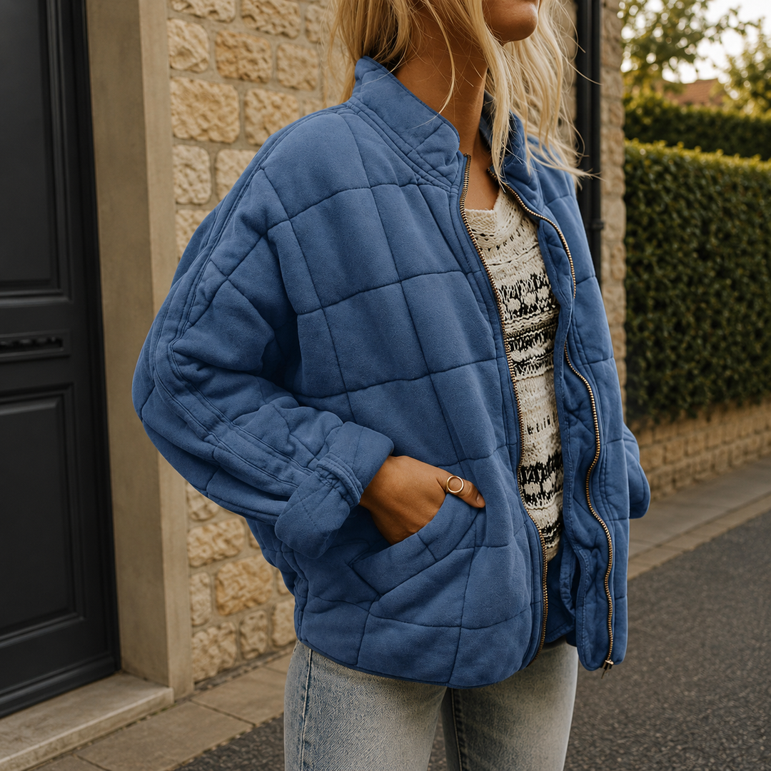 Rowan relaxed quilted jacket with stand collar – image 8